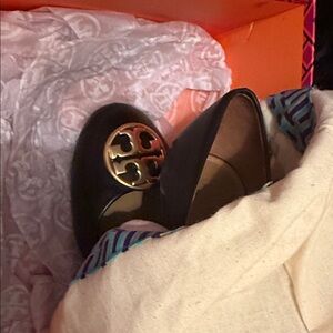 Tory Burch black and gold shoes